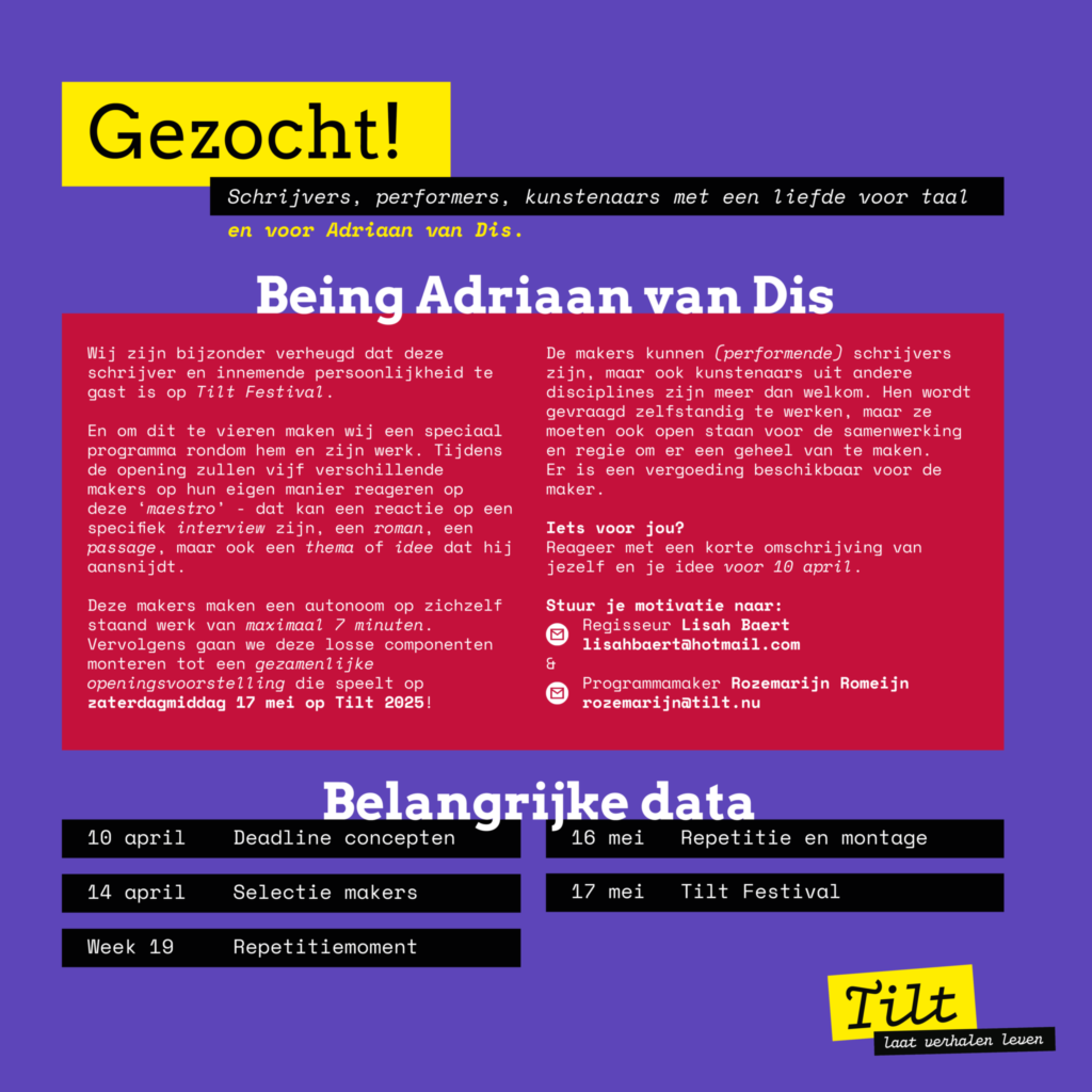 Being Adriaan van Dis Oproep Digitale flyer